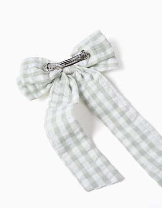 Travessão com laço Vichy B&S para bebé e menina, branco/verde
