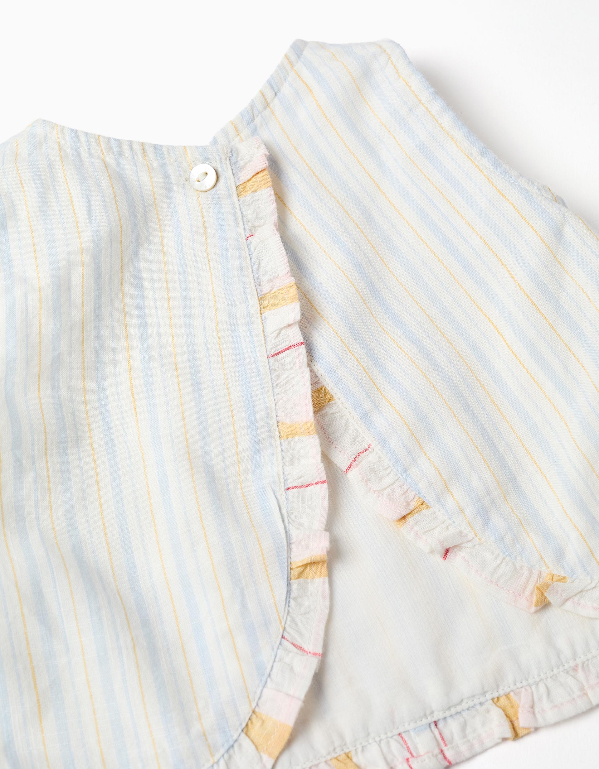 Striped cotton blouse + bloomers B&S for newborn girls, white/yellow/blue