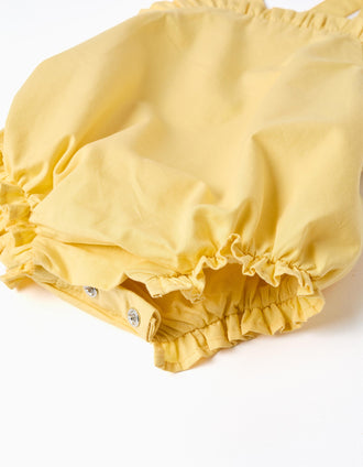 Cotton bodysuit and romper set B&S for newborn girls, yellow/beige