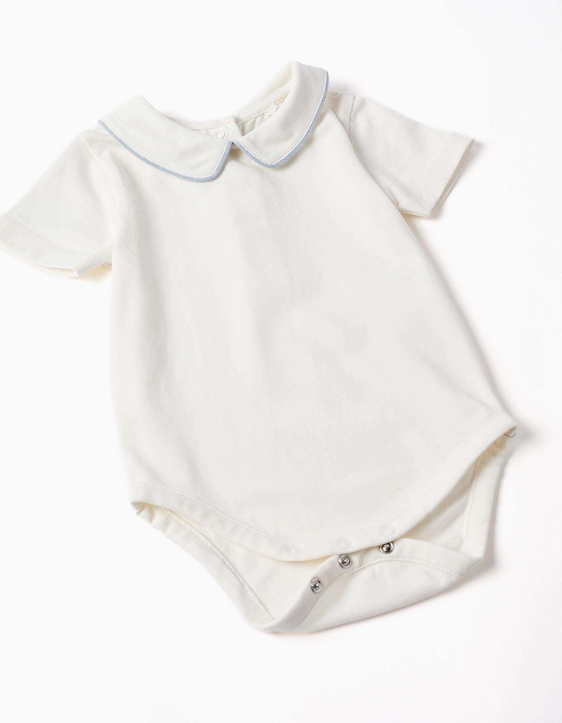 Body + fofo de algodão para recém-nascidos, branco/azul-claro