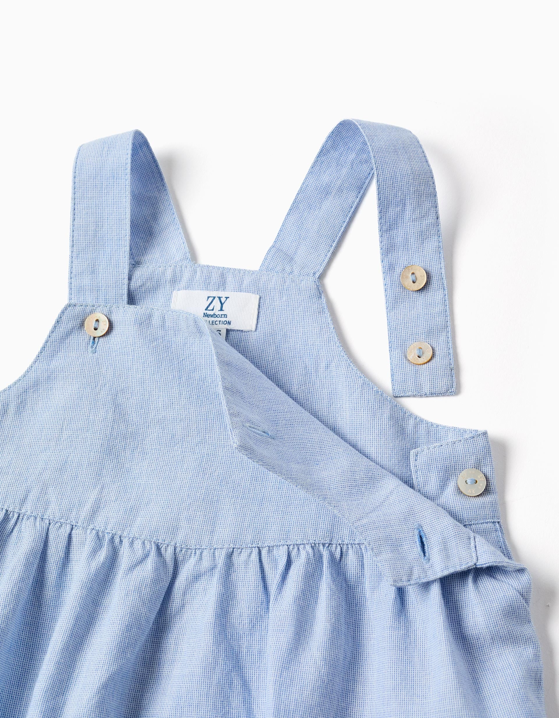 Body + fofo de algodão para recém-nascidos, branco/azul-claro