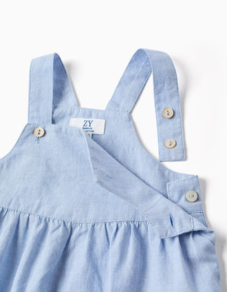 Ensemble body et barboteuse en coton pour nouveau-nés, blanc/bleu clair