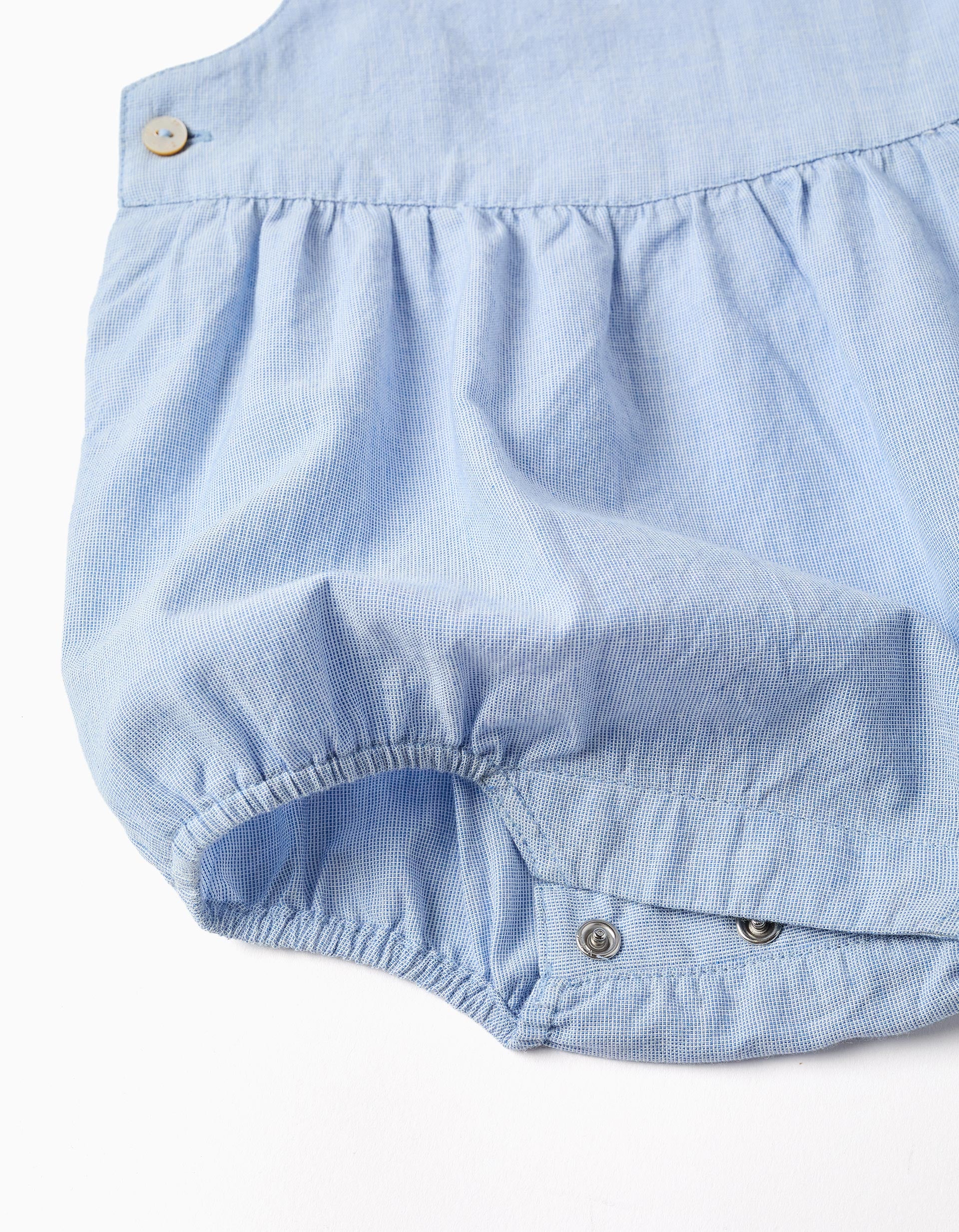 Body + fofo de algodão para recém-nascidos, branco/azul-claro