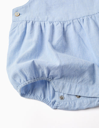 Ensemble body et barboteuse en coton pour nouveau-nés, blanc/bleu clair