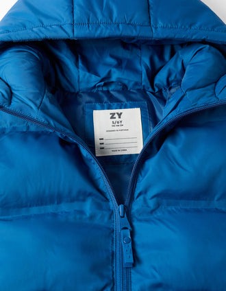 Doudoune thermique avec capuche et poches pour garçon, bleu
