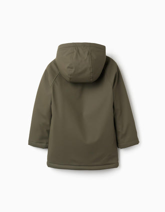 Parka con capucha y forro de sherpa para niño, caqui