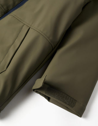 Parka con capucha y forro de sherpa para niño, caqui