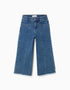 Jean à jambe large avec ourlets effilochés pour fille, bleu