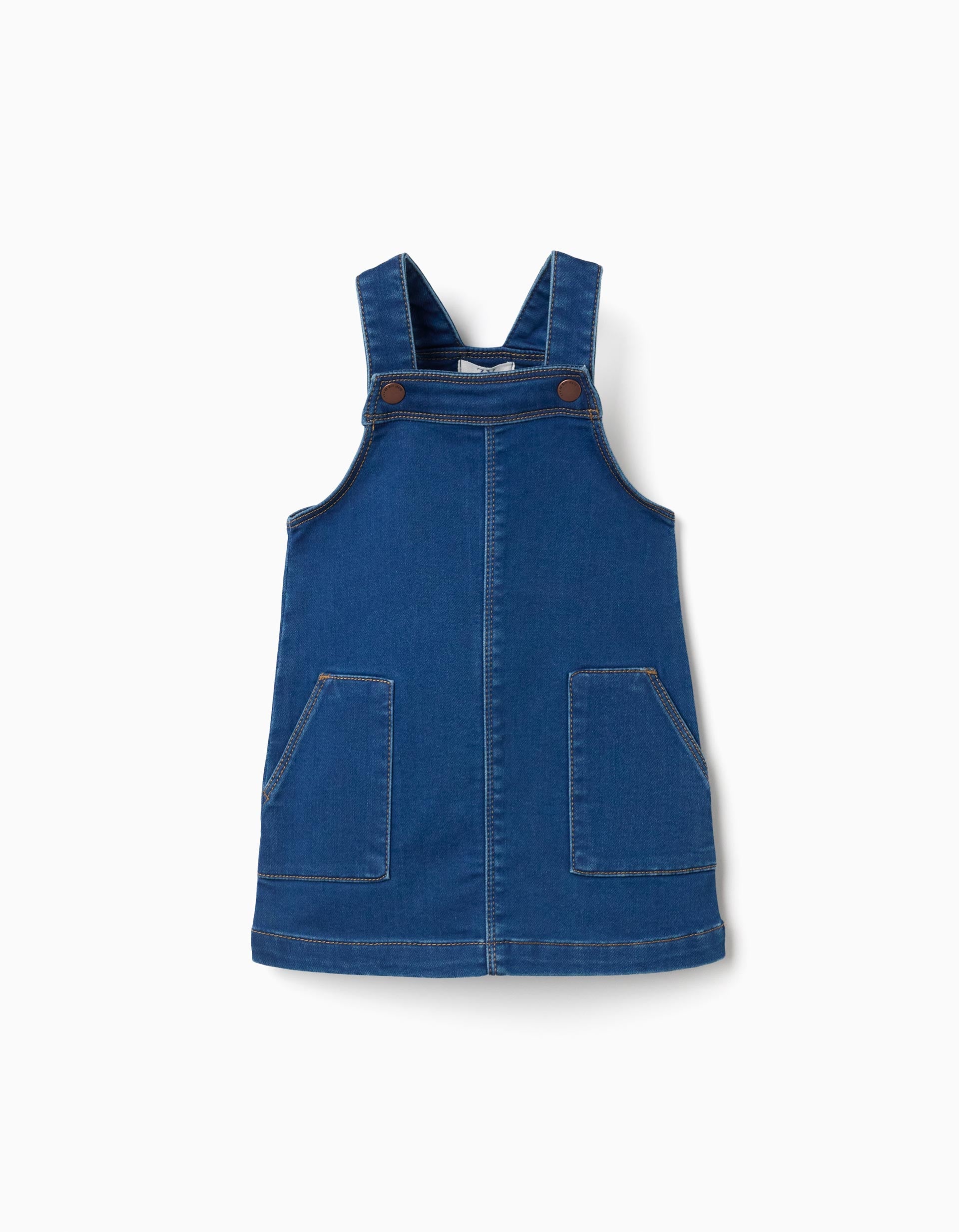 Robe salopette en jean avec poches avant pour bébé fille, bleu