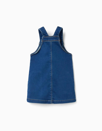 Robe salopette en jean avec poches avant pour bébé fille, bleu