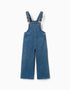 Wide Leg Cotton Denim Dungarees for Girls, Blue