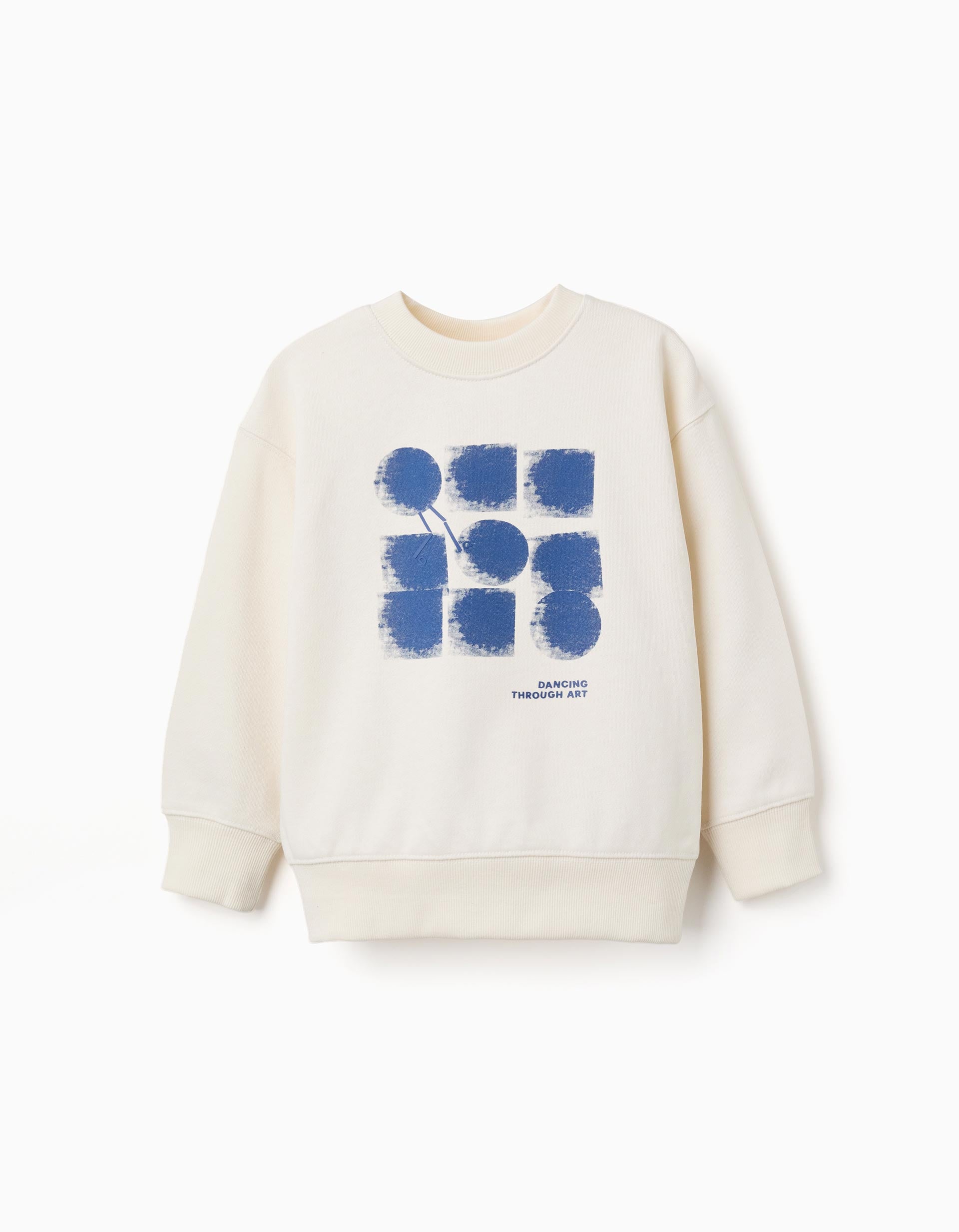 Sweat de algodão com estampado abstrato para menino, bege-claro/azul