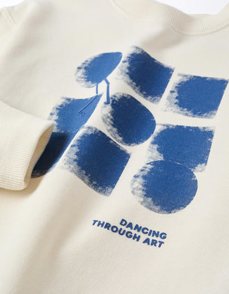 Sweat de algodão com estampado abstrato para menino, bege-claro/azul