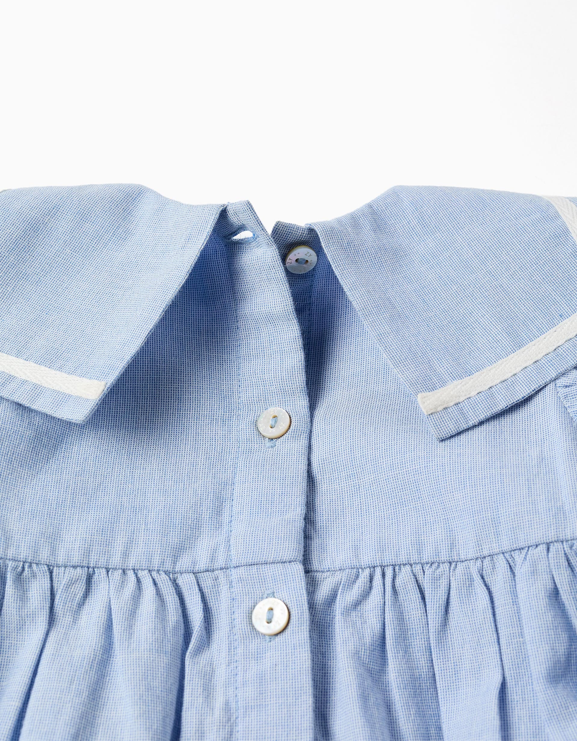 Vestido sem mangas + tapa-fraldas para recém-nascida, azul-claro