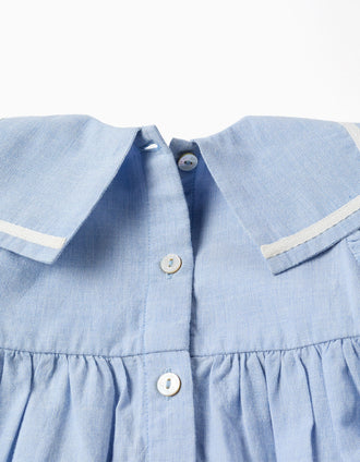 Robe sans manches + bloomer en coton pour nouveau-née, bleu clair