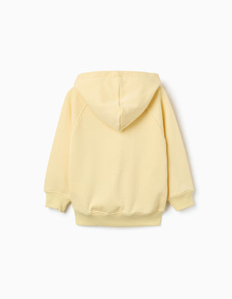 Sweat de algodão com capuz e bolso canguru para menino, amarelo
