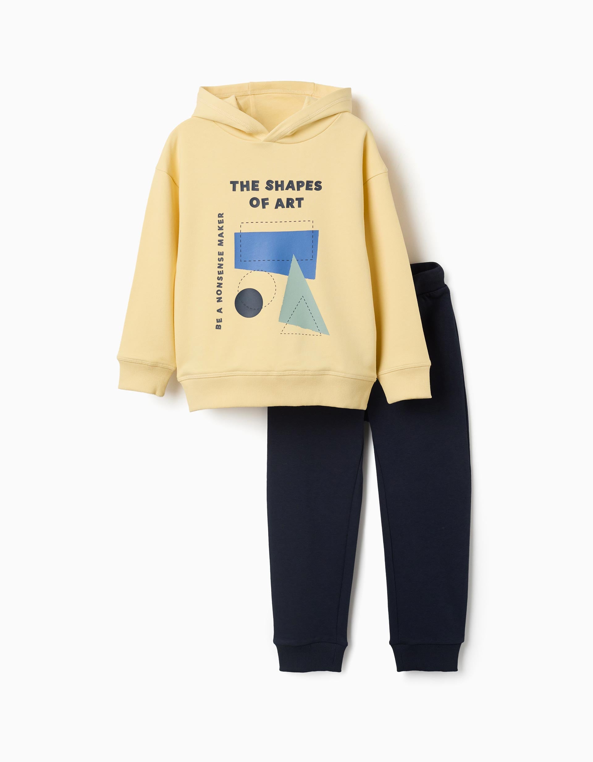 Sweat e calças de treino cardadas com estampado para menino, amarelo/azul