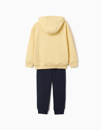 Sweat e calças de treino cardadas com estampado para menino, amarelo/azul