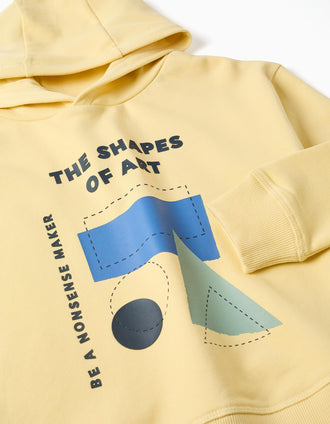 Sweat e calças de treino cardadas com estampado para menino, amarelo/azul