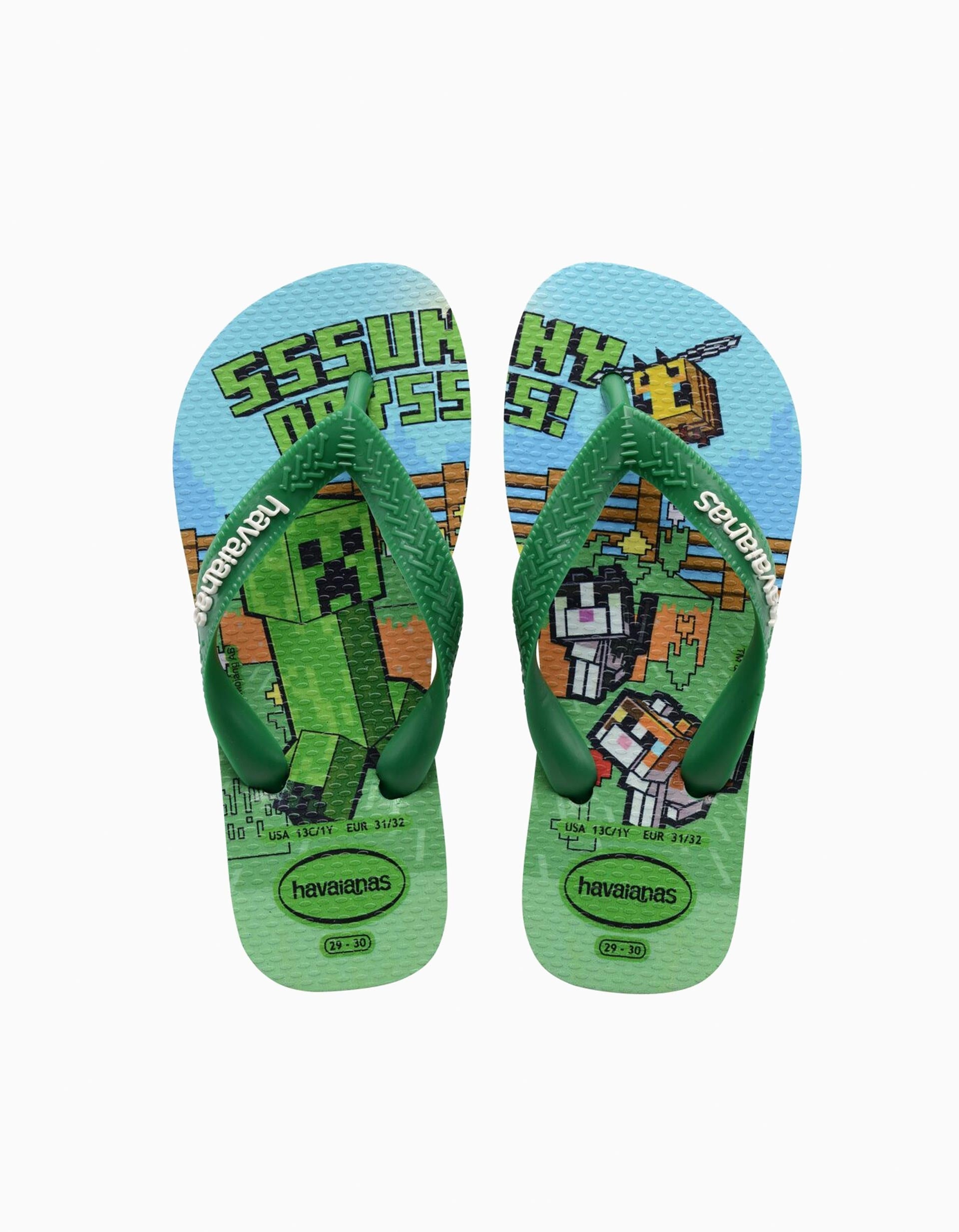 Chanclas Havaianas con estampados de Minecraft para niño, verde