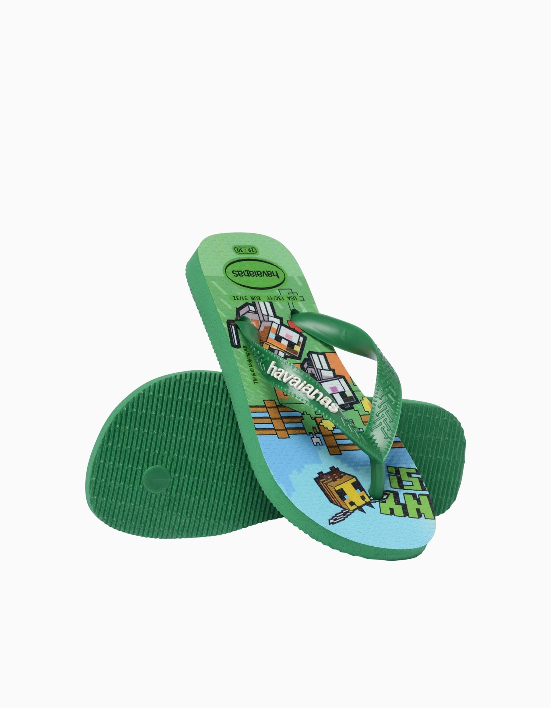 Chanclas Havaianas con estampados de Minecraft para niño, verde