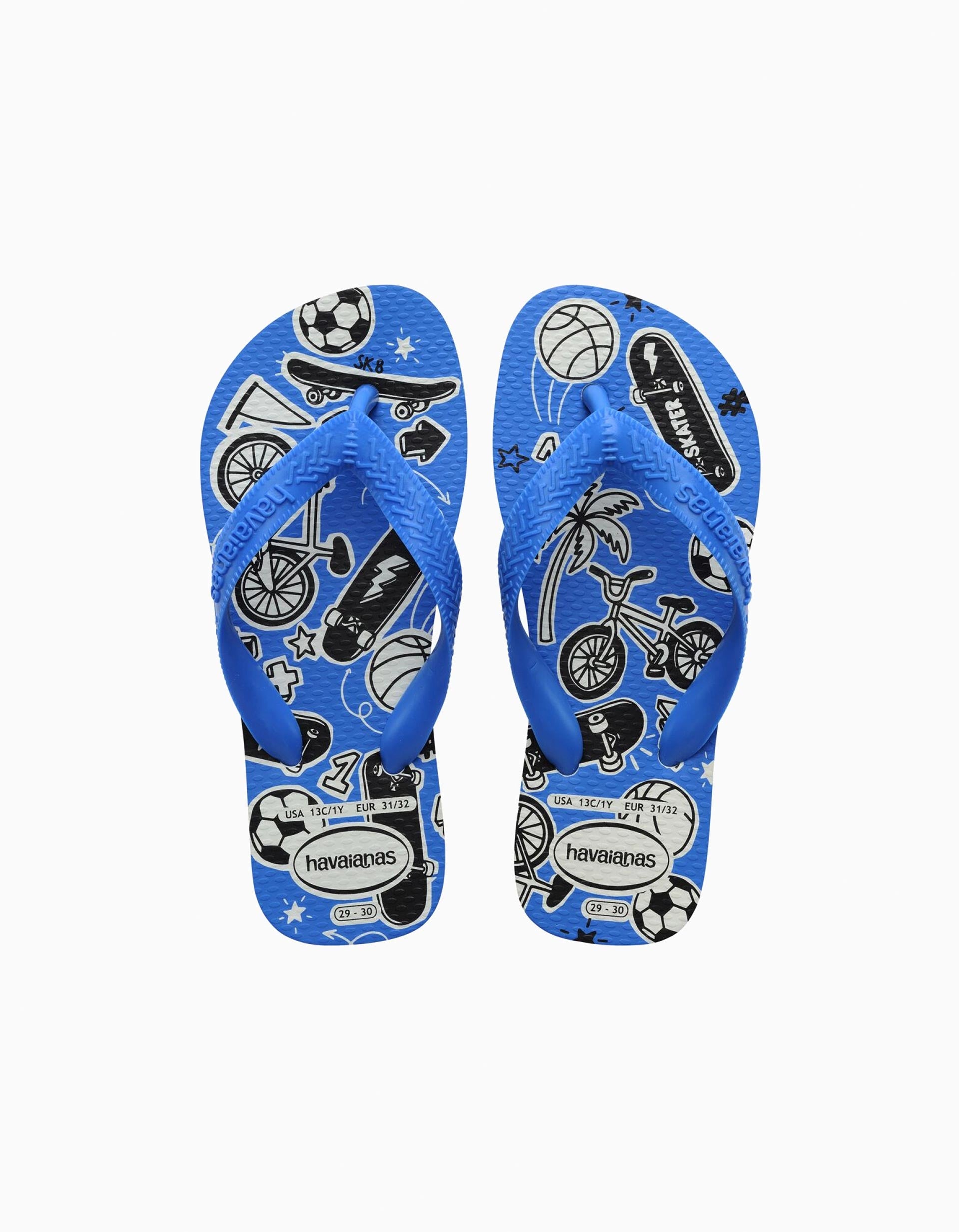 Chanclas Havaianas con estampados de deportes para niños, azul