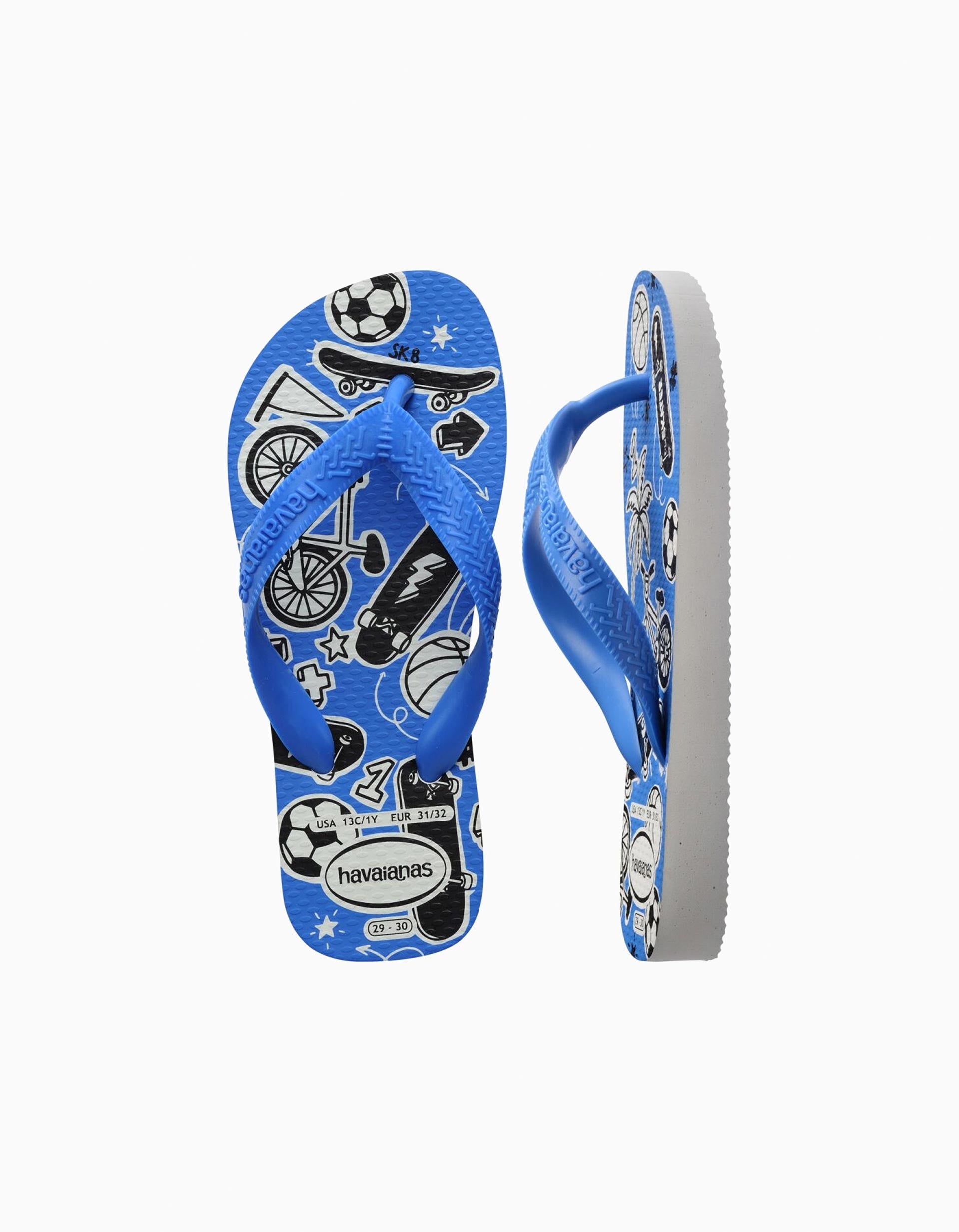 Chanclas Havaianas con estampados de deportes para niños, azul