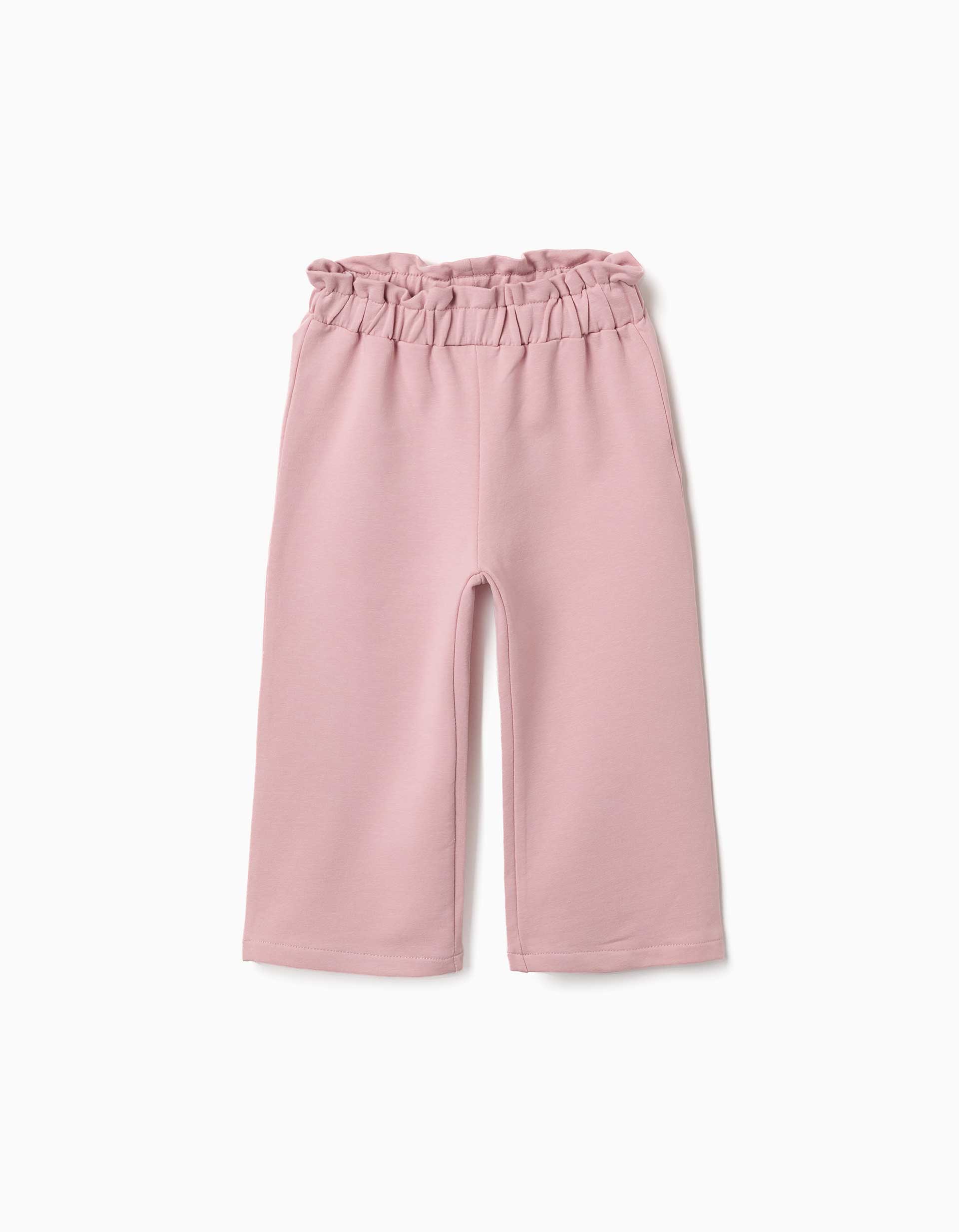 Pantalón ancho de felpa con cintura elástica para bebé niña, rosa