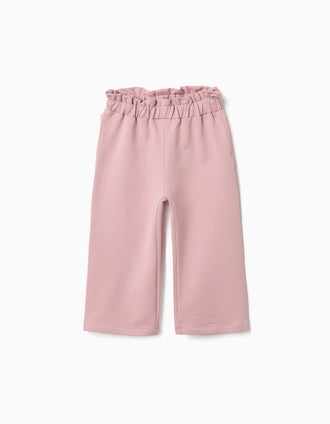 Pantalón ancho de felpa con cintura elástica para bebé niña, rosa