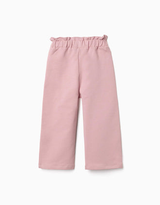 Pantalón ancho de felpa con cintura elástica para bebé niña, rosa