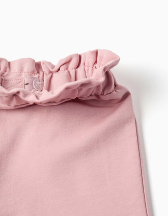 Pantalón ancho de felpa con cintura elástica para bebé niña, rosa