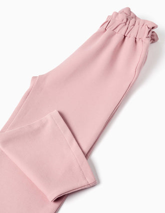 Pantalón ancho de felpa con cintura elástica para bebé niña, rosa