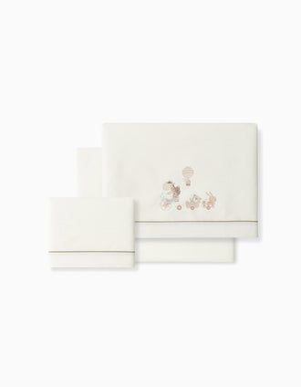 Set de Literie en Coton 3 Pcs Interbaby Giraffe 70x140 cm, Beige