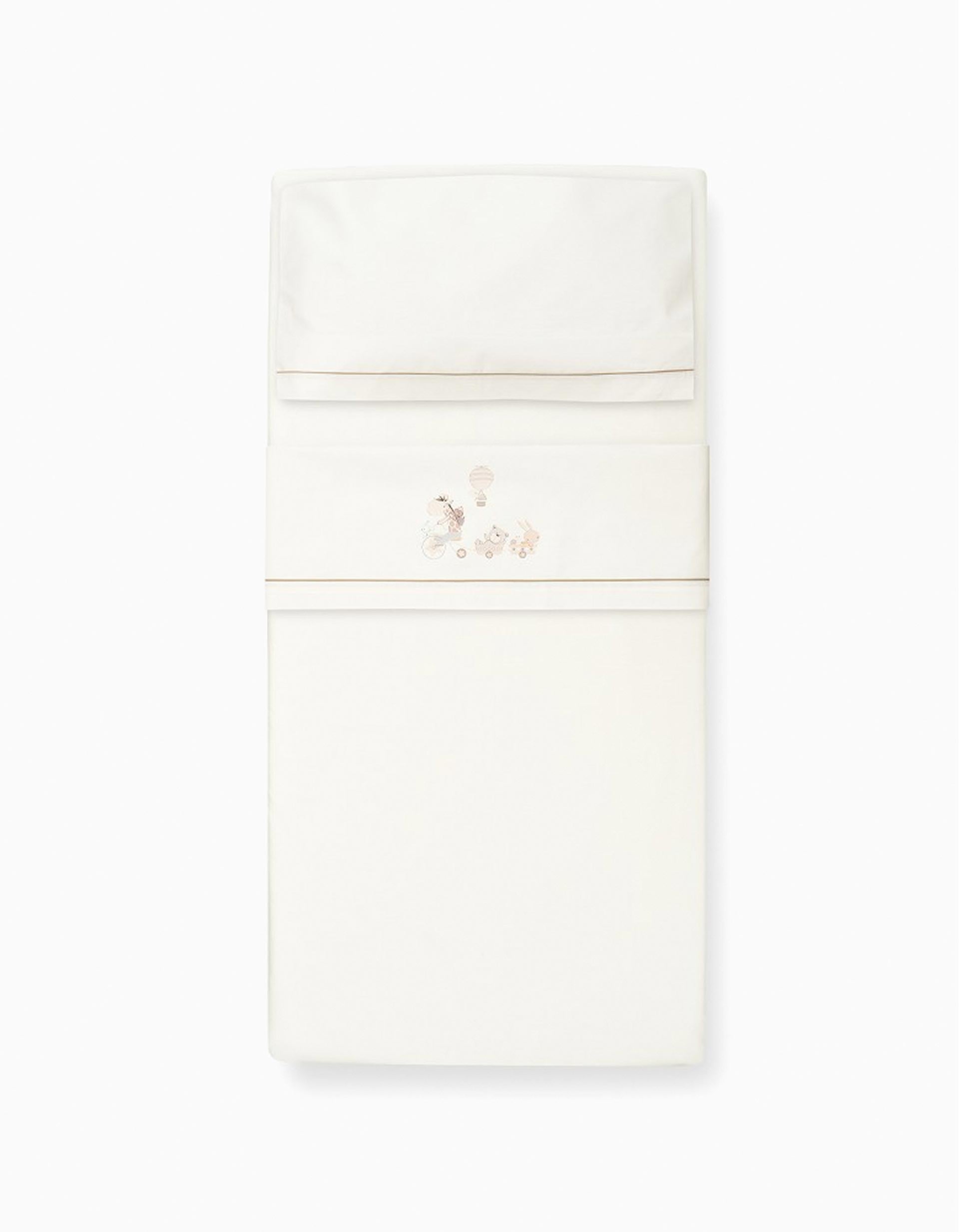 Conjunto de Lençóis de Algodão 3 Pcs Interbaby Giraffe 70x140 cm, Bege