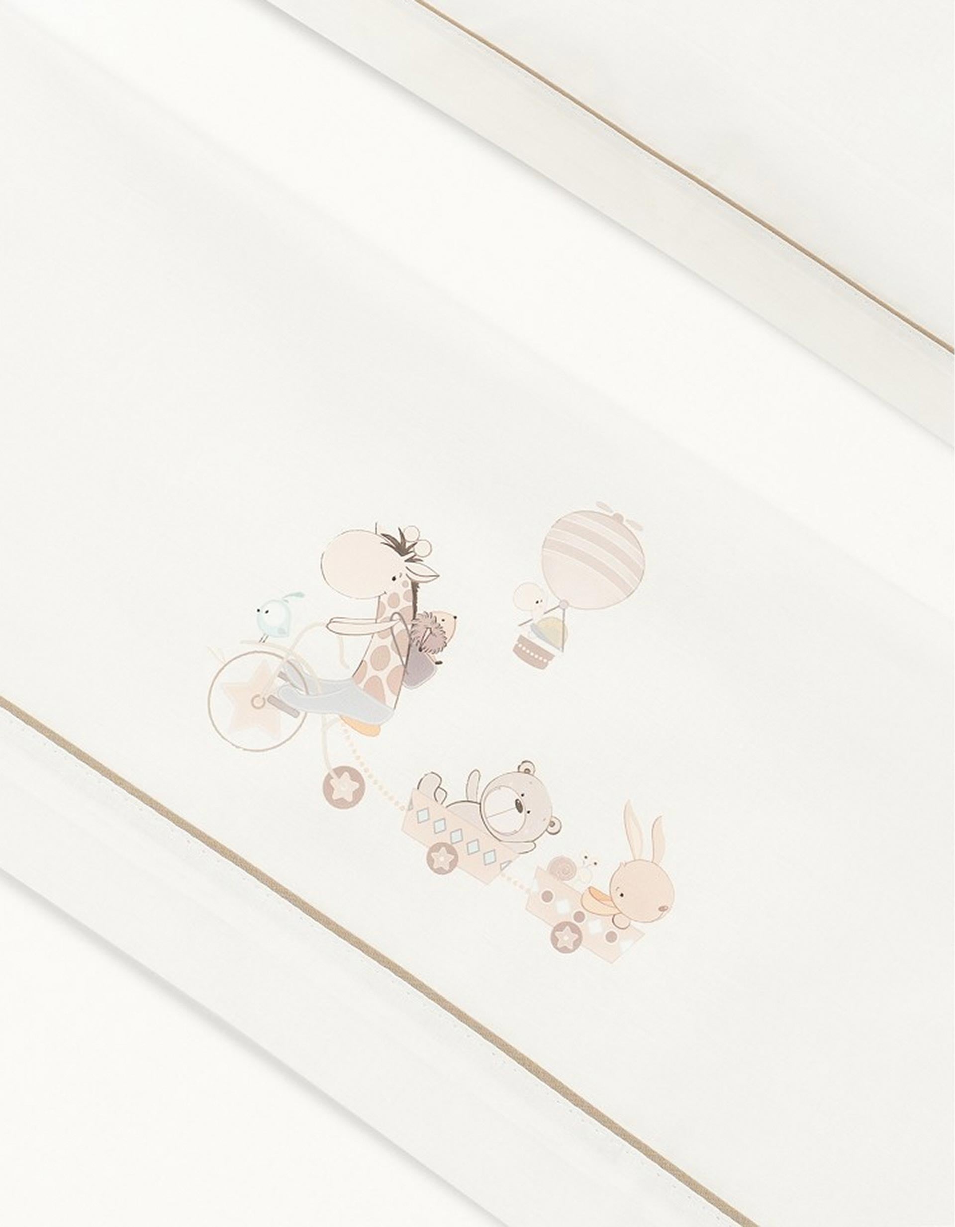 Conjunto de Lençóis de Algodão 3 Pcs Interbaby Giraffe 70x140 cm, Bege