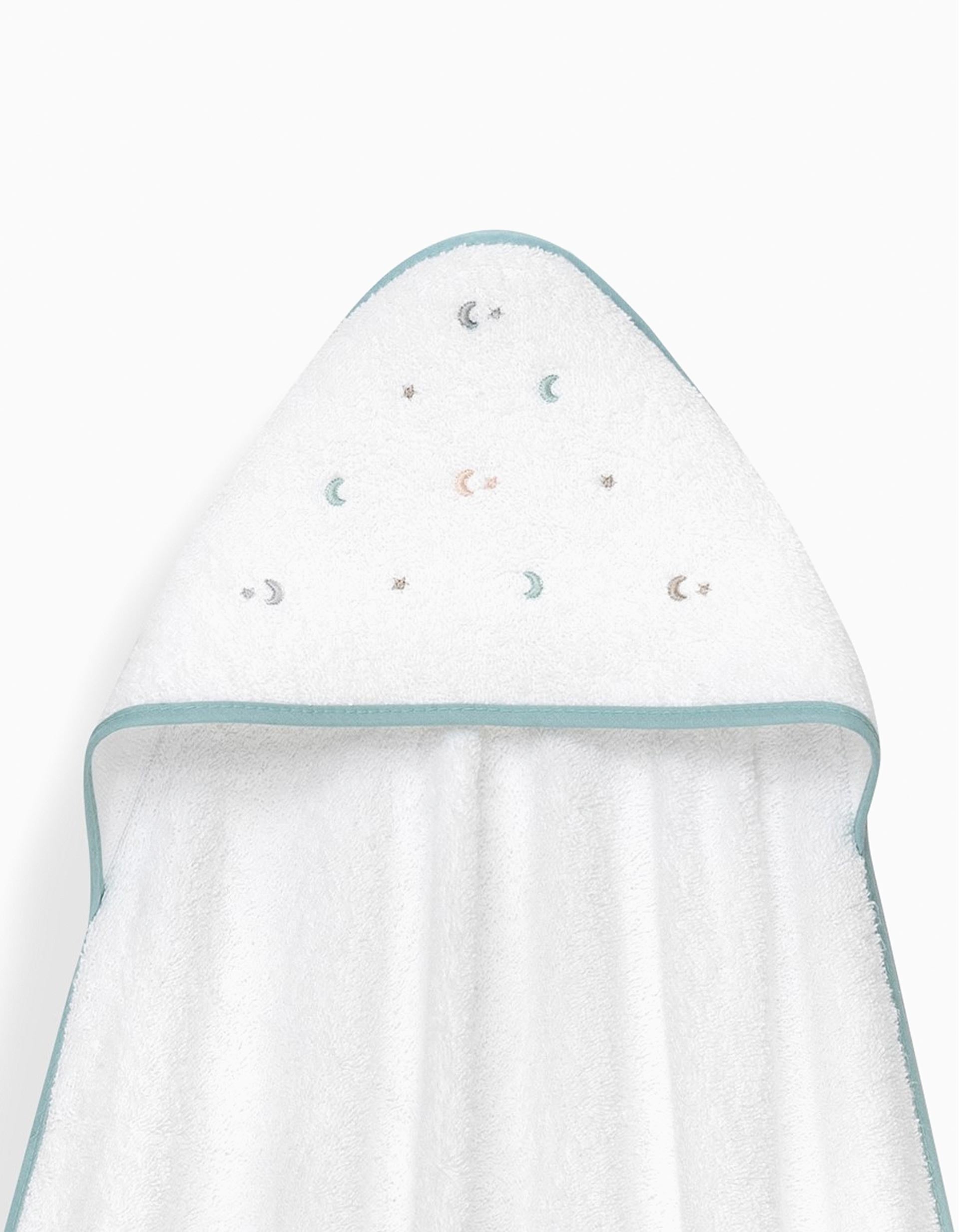 Hooded Bath Towel Interbaby Stars 100x100 cm, Green