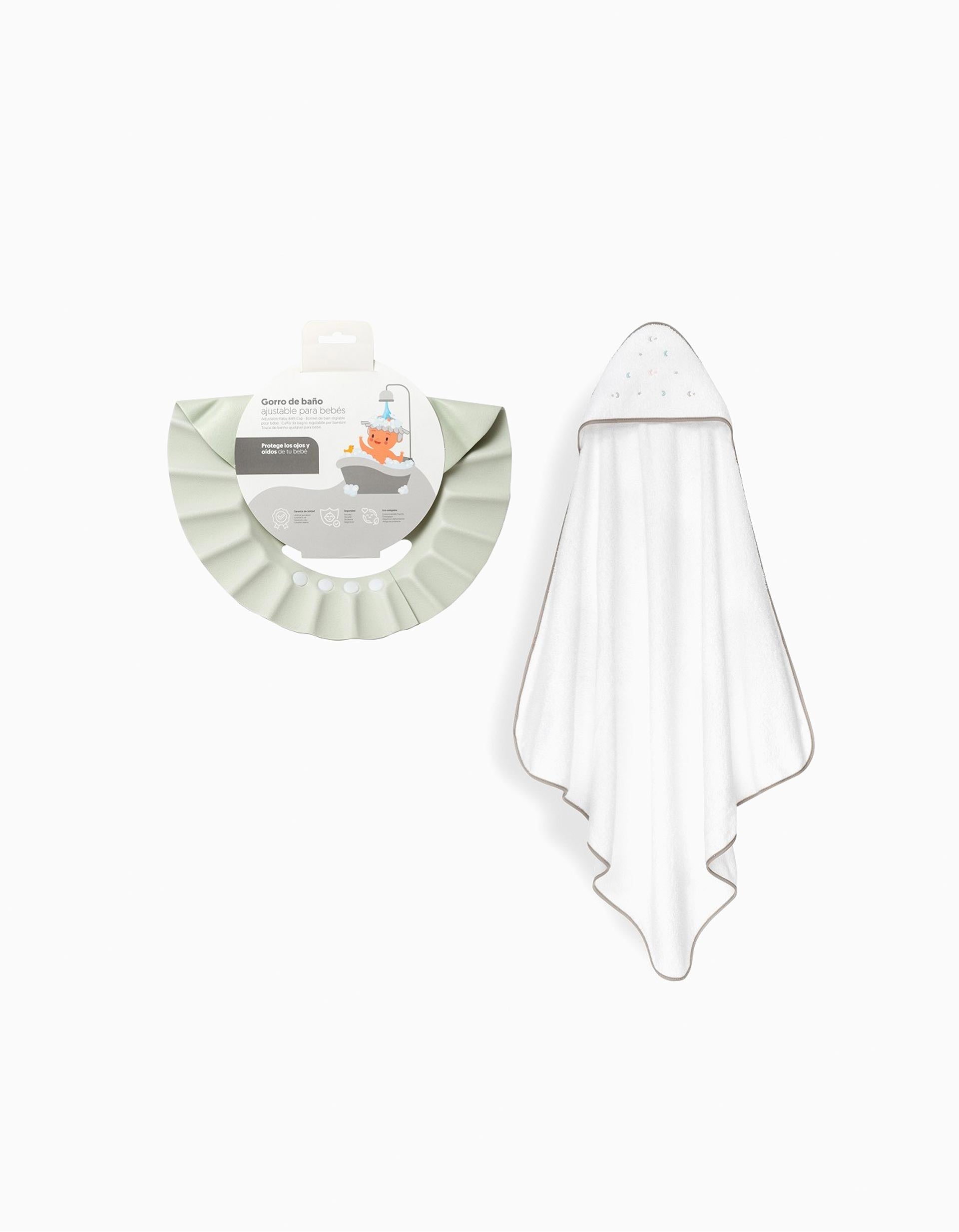 Hooded Bath Towel Interbaby Stars 100x100 cm, Beige