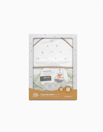Hooded Bath Towel Interbaby Stars 100x100 cm, Beige