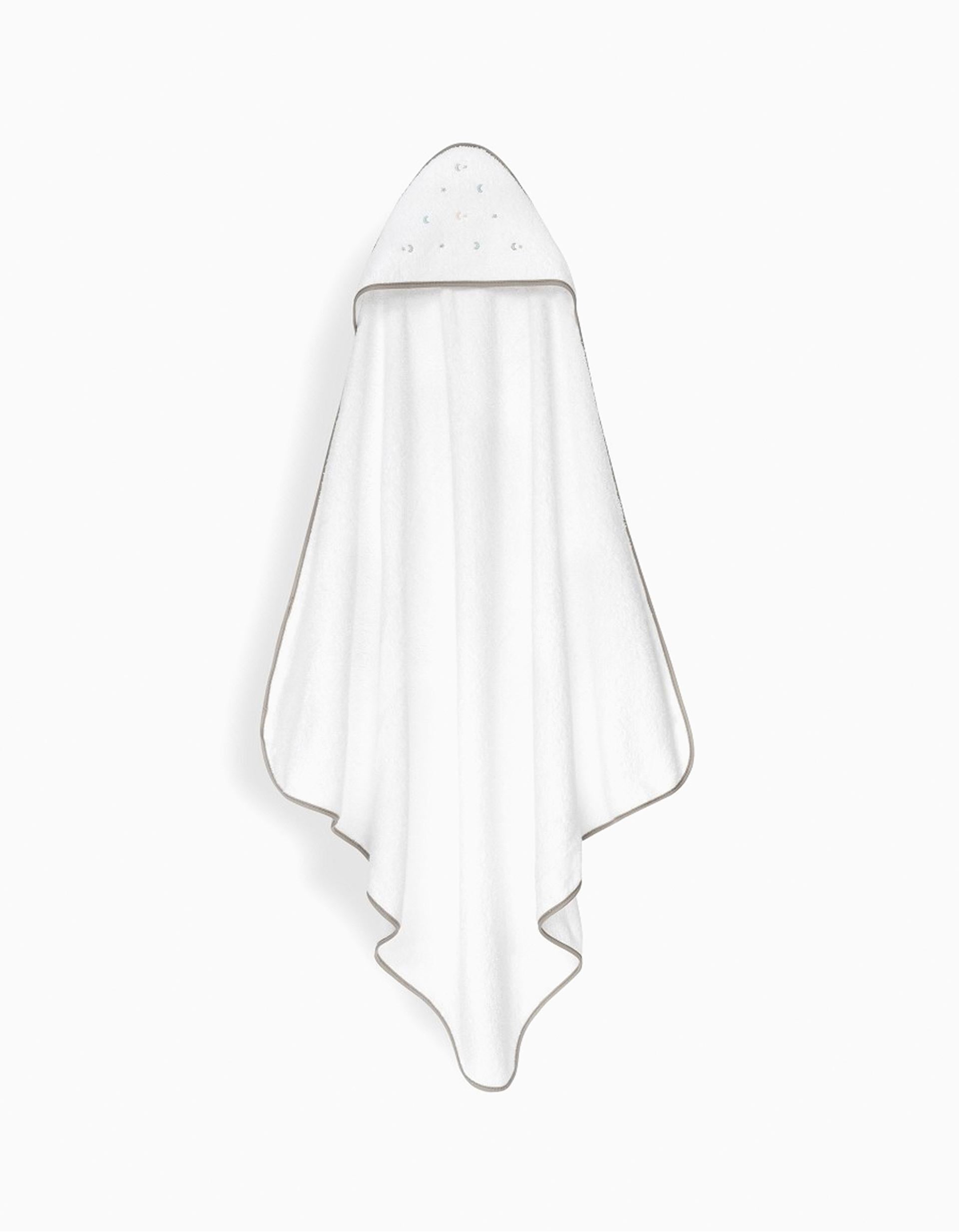 Hooded Bath Towel Interbaby Stars 100x100 cm, Beige