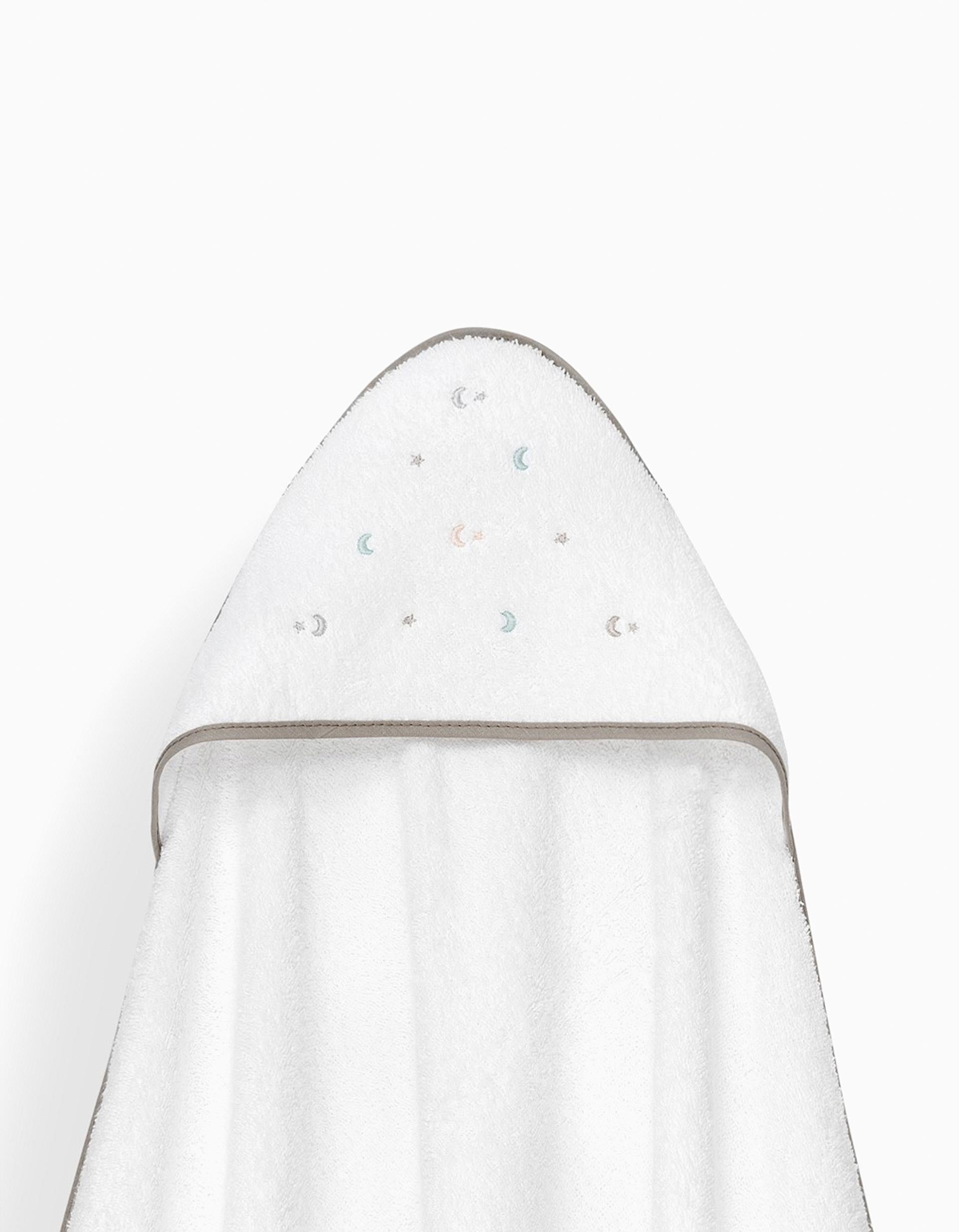 Hooded Bath Towel Interbaby Stars 100x100 cm, Beige