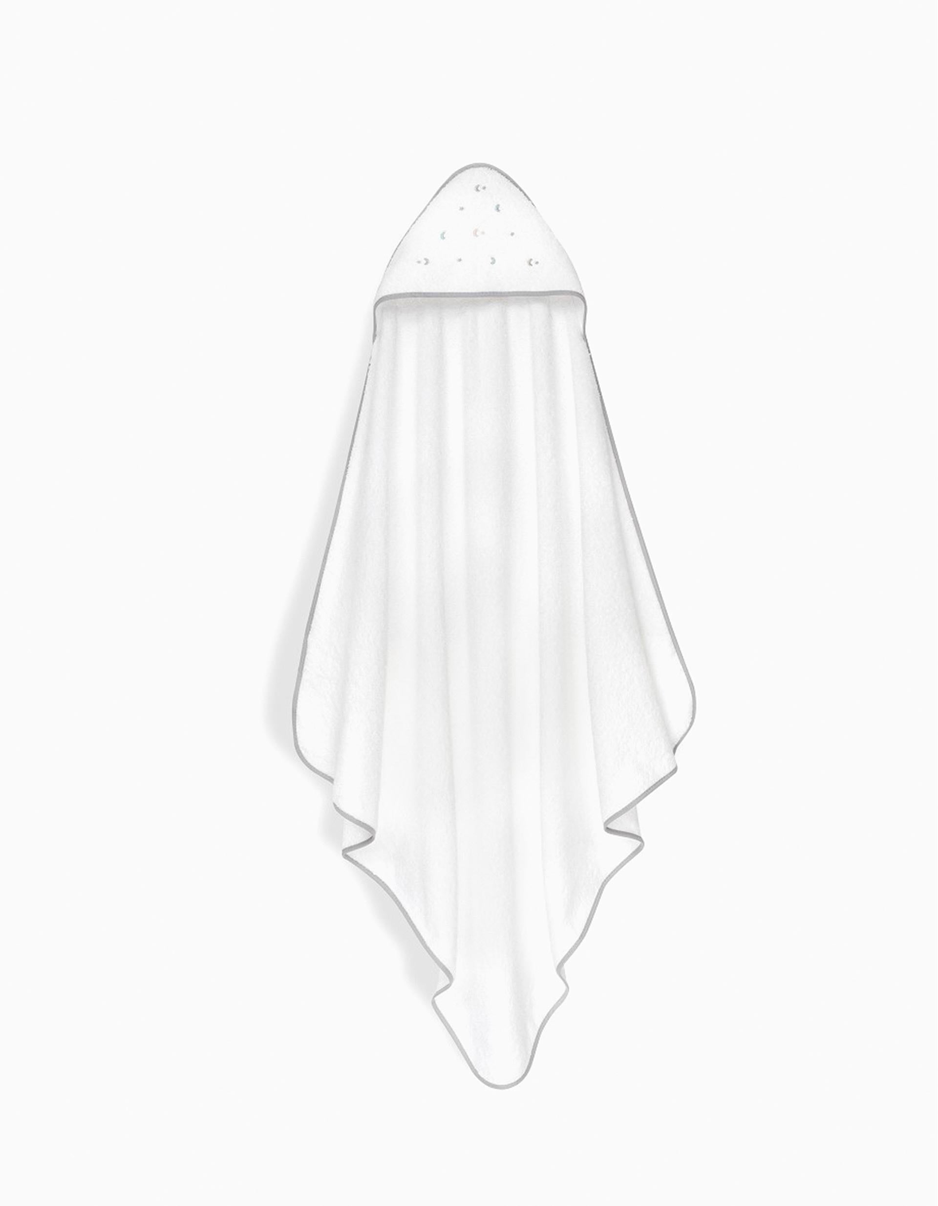Hooded Bath Towel Interbaby Stars 100x100 cm, Grey