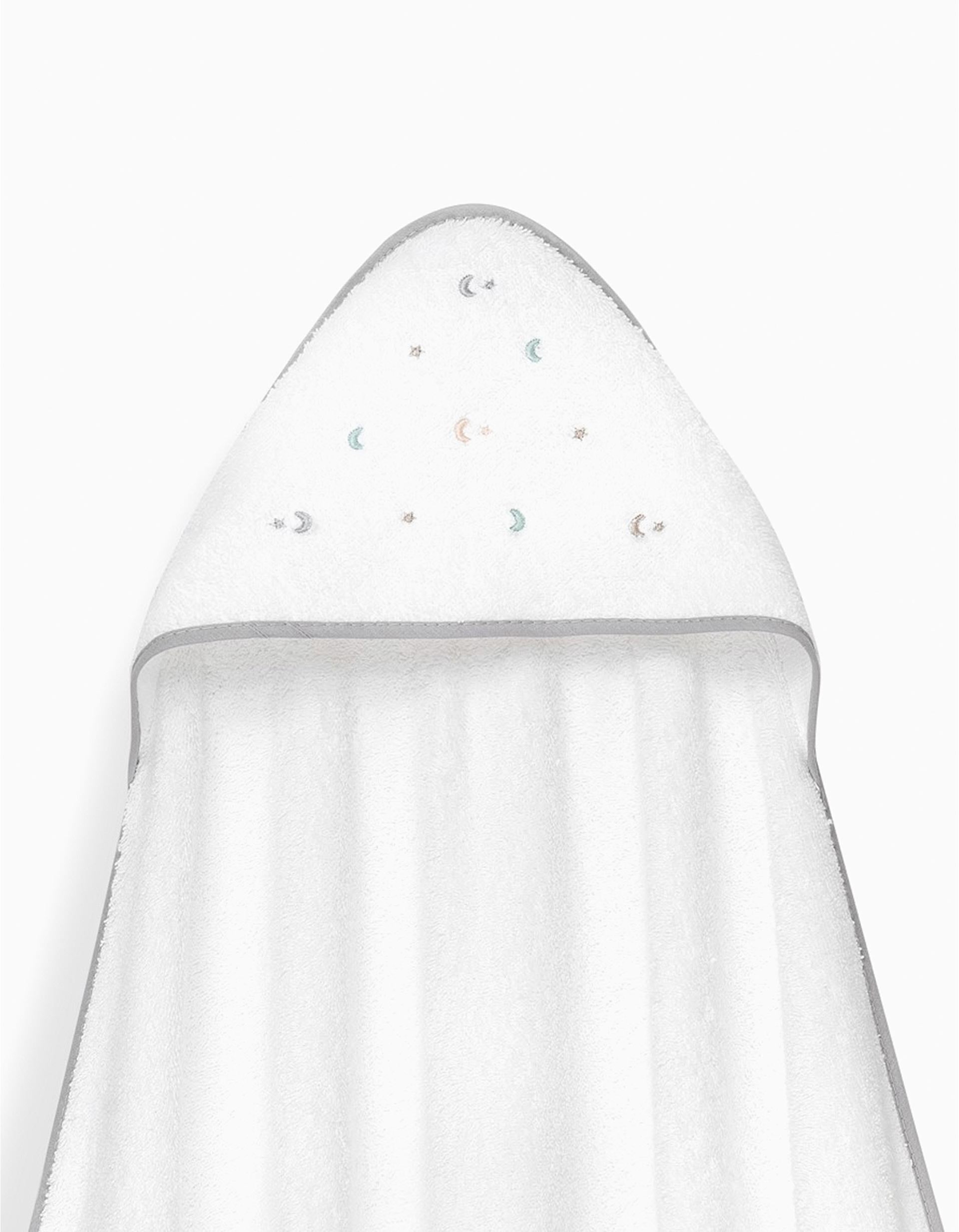 Hooded Bath Towel Interbaby Stars 100x100 cm, Grey