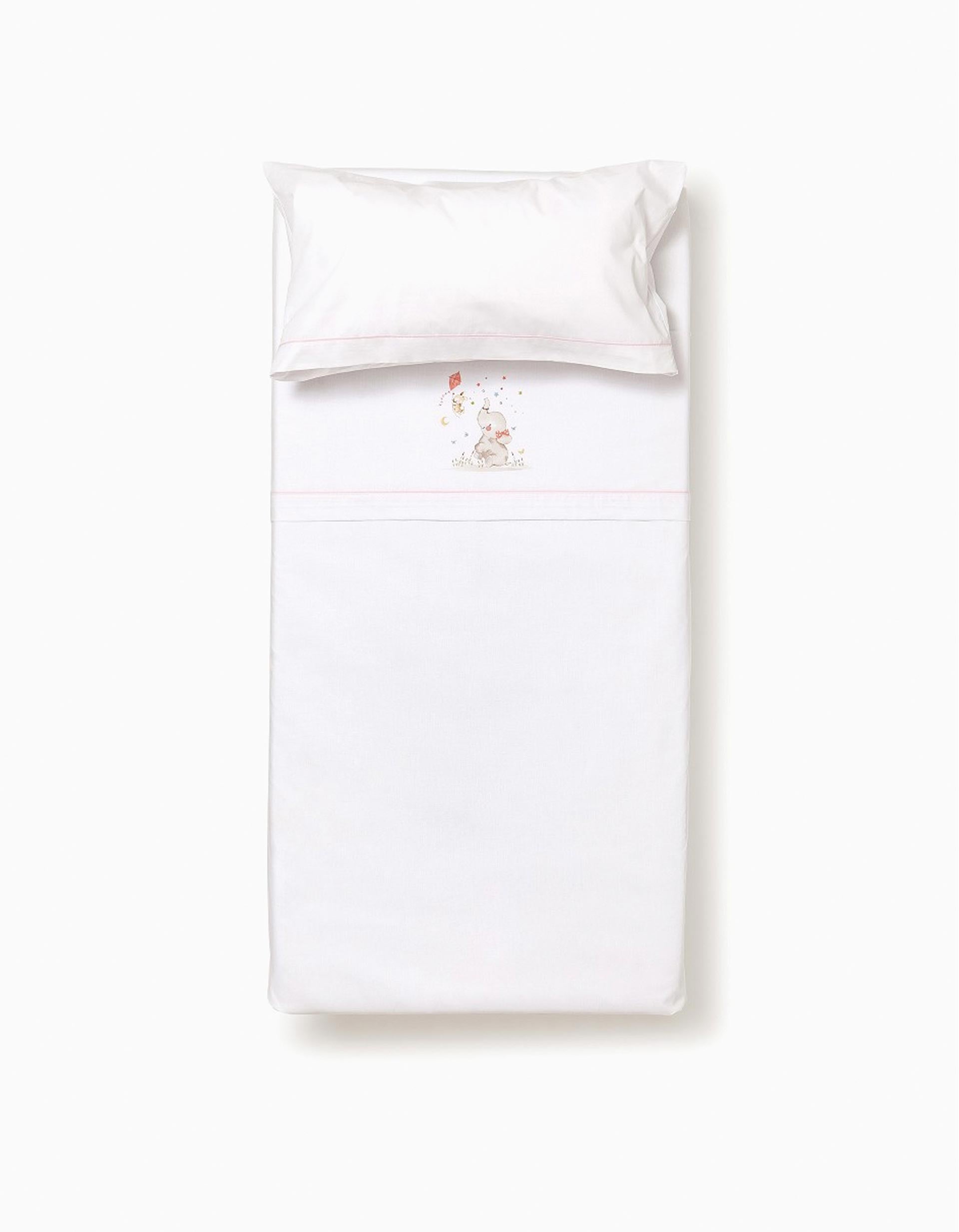 Cotton Bedding Set 3 Pcs Interbaby Elephant 60X120 Cm, Pink