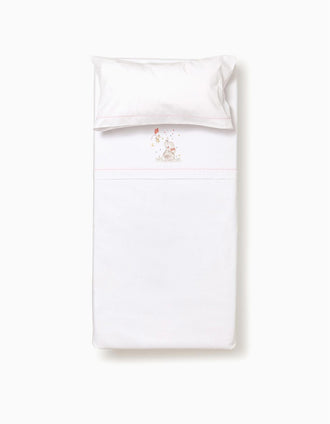 Set de Literie en Coton 3 Pcs Interbaby Elephant 60x120 cm, Rose