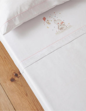 Set de Literie en Coton 3 Pcs Interbaby Elephant 60x120 cm, Rose
