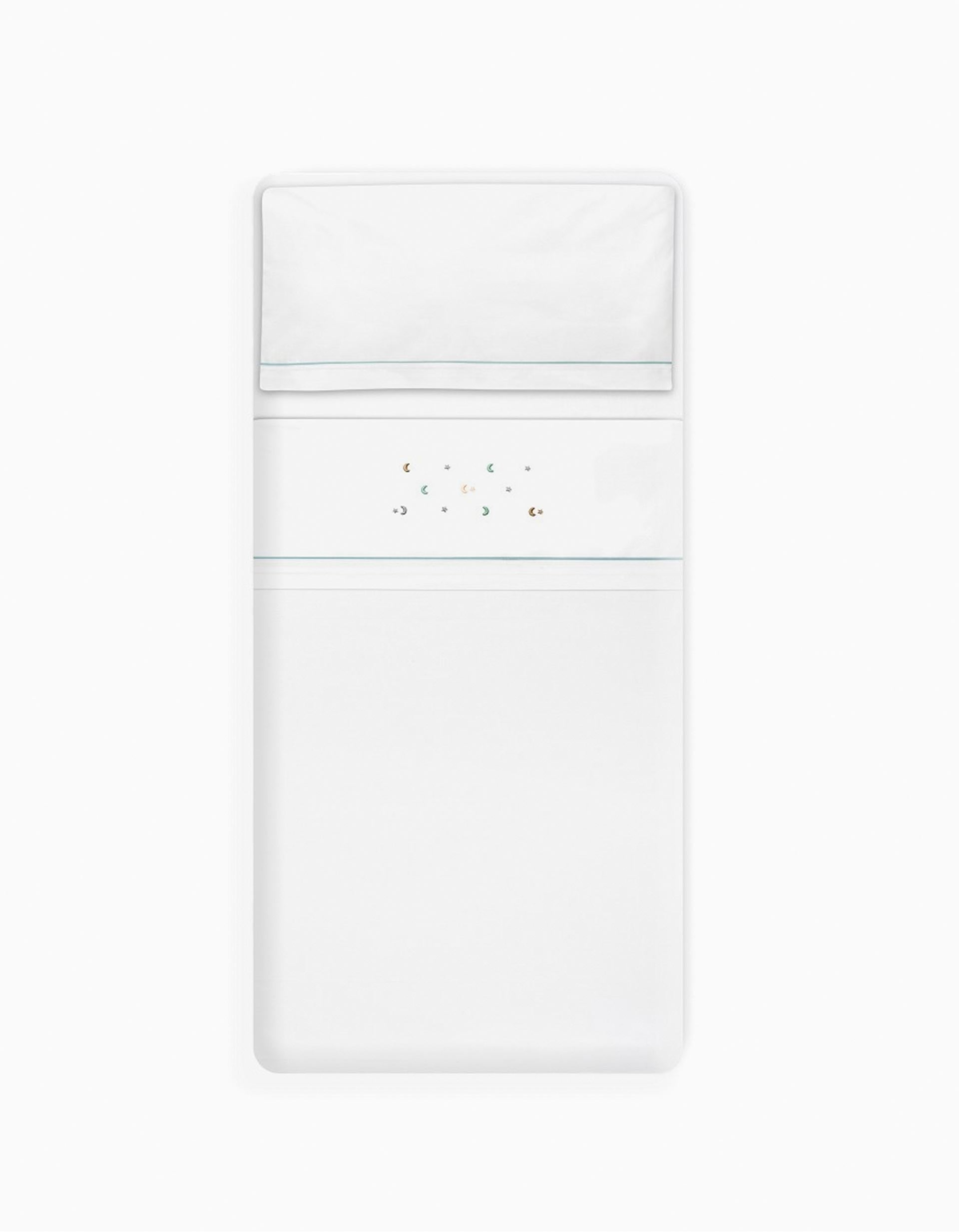 Juego de Cama de Algodón 3 Pzs Interbaby Stars 60x120 cm, Verde