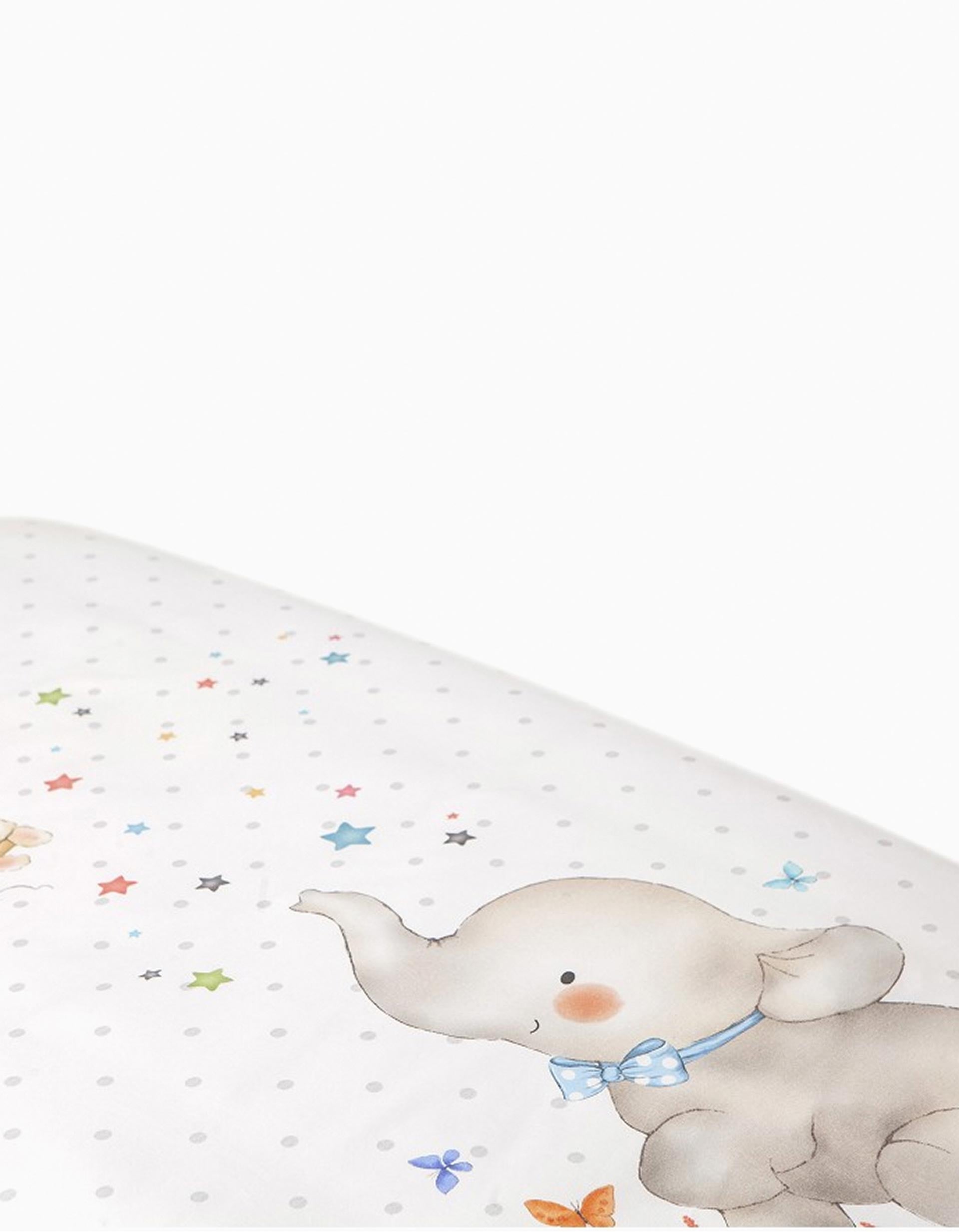 Duvet and Cot Bumper Interbaby Elephant 60x120 Cm, Blue