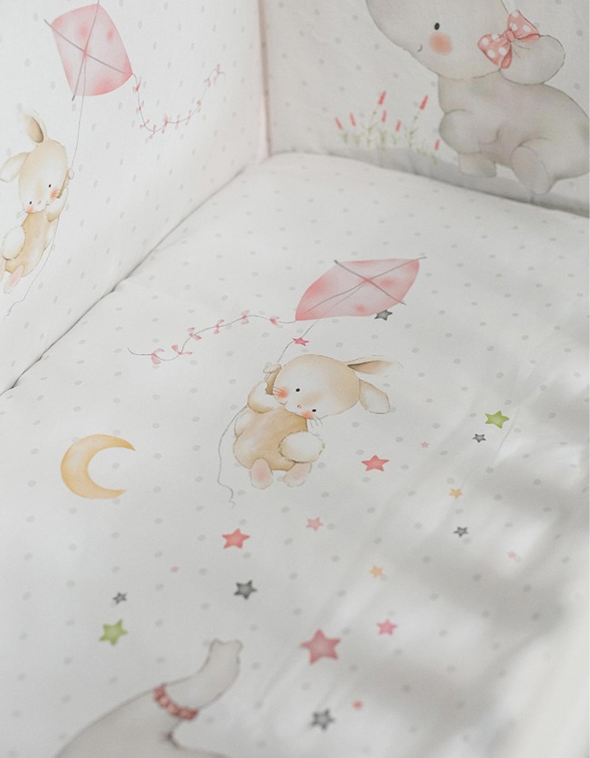 Duvet and Cot Bumper Interbaby Elephant 60x120 Cm, Pink