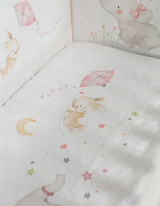 Couette et Tour de Lit Elephant Interbaby 60x120 cm, Rose