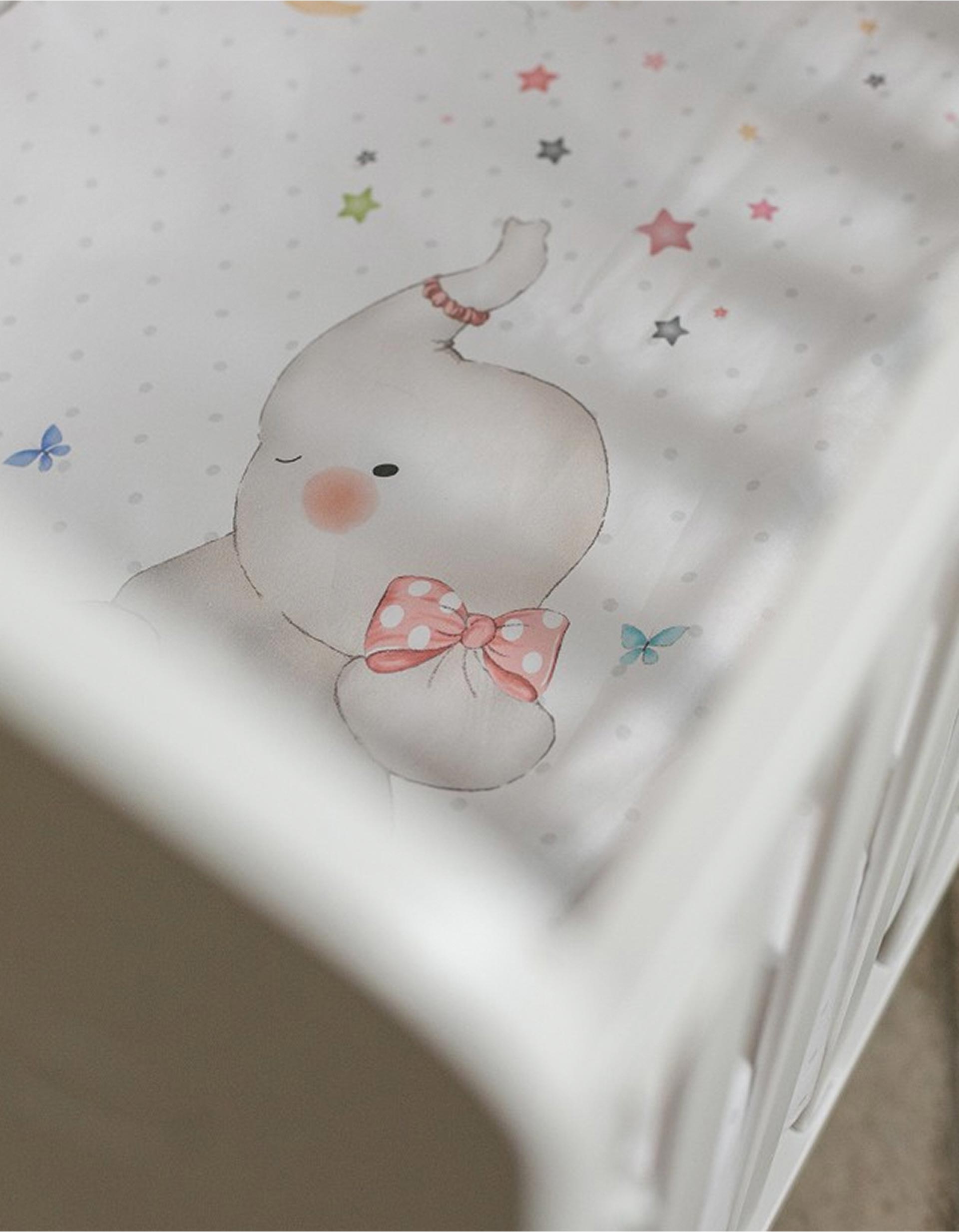 Duvet and Cot Bumper Interbaby Elephant 60x120 Cm, Pink